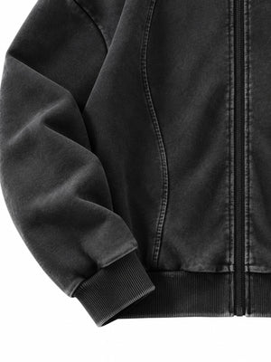 Washed zip up hoodie – sleeve and cuff close-up | XoKool