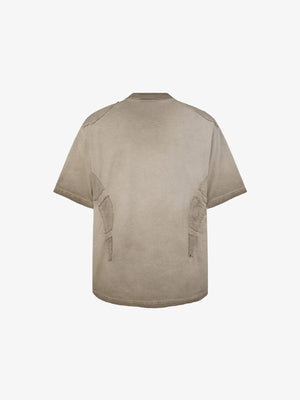 Washed Boxy T-Shirt mit Raw-Edge-Einsätzen – Taupe, Rückseite | XoKool