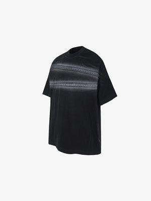 Lace stripe boxy tee – Black, angled | XoKool