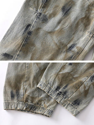 Jeans barrel de camuflaje – detalle de estampado de la tela y dobladillo | XoKool