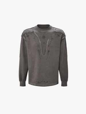 Washed Celestial Sweatshirt mit Raw Seams – Washed Braun, Vorderansicht | XoKool