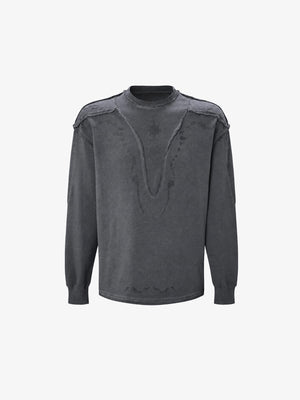 Washed Celestial Sweatshirt mit Raw Seams – Washed Anthrazit, Vorderansicht | XoKool