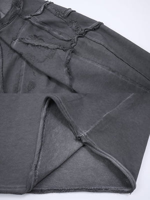 Washed Sweatshirt – Washed Anthrazit, Naht und Saum im Detail | XoKool