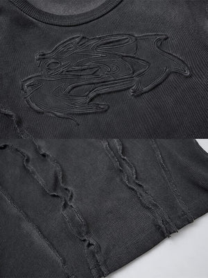 Ribbed tank top – embossed emblem and seam close-up | XoKool