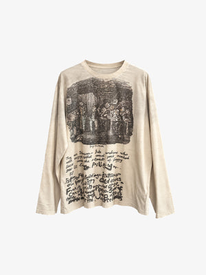Washed Cream Longsleeve mit Sketch Print – Vorderansicht | XoKool
