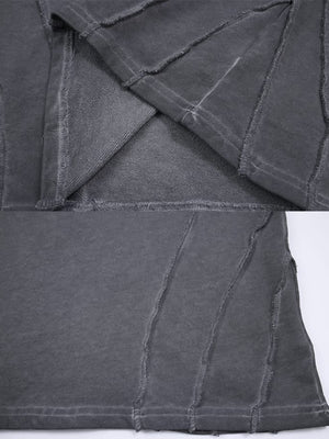 Washed crewneck sweatshirt – Dark Gray, seams and hem close-up | XoKool