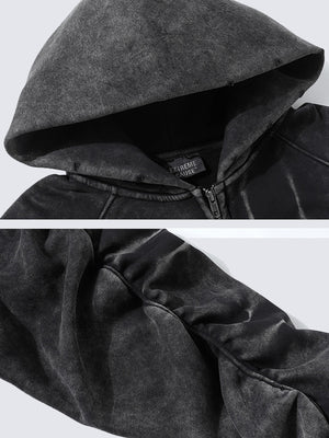Hoodie con cierre y mangas fruncidas – detalle de la capucha y la manga | XoKool