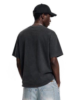 Washed cross tee – on model, black back | XoKool