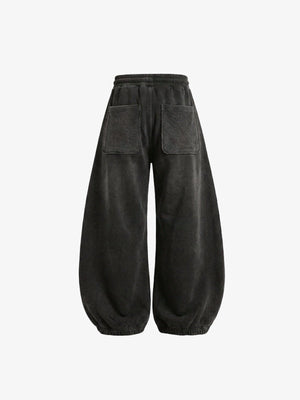 Pantalones deportivos balloon gris oscuro con efecto lavado y cremallera en el bajo – vista trasera | XoKool