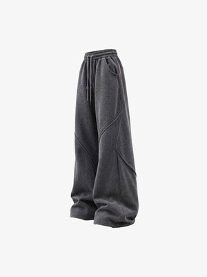Washed Dark Grey Wide Leg Jogginghose – Seitenansicht flach | XoKool