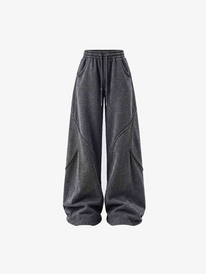 Washed Dark Grey Wide Leg Jogginghose – Washed Dark Grey, Vorderseite flach | XoKool