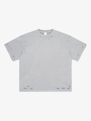 Washed boxy tee – Grey, front flat | XoKool