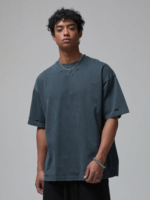 Washed boxy tee – on model, blue | XoKool