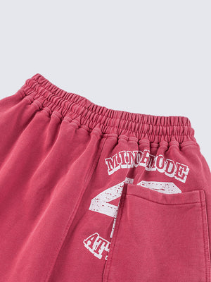 Sweat Shorts – Washed Red, back graphic and pocket close-up | XoKool