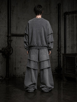 Flag sweatshirt – On model, back, dark backdrop | XoKool