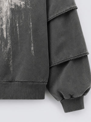 Flag sweatshirt – Print and layered sleeve close-up | XoKool