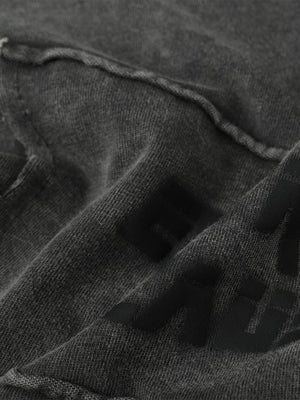 Raw seam long sleeve shirt – back print close-up | XoKool
