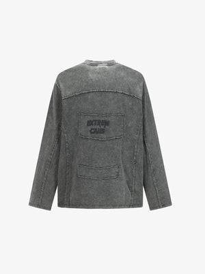Raw seam long sleeve shirt – Grey, back view | XoKool