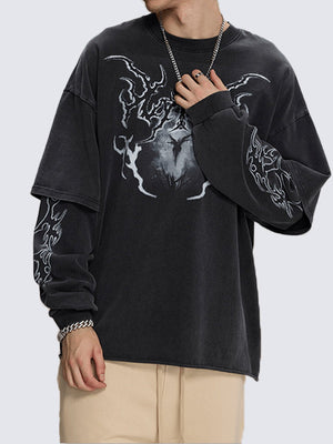 Washed tribal long sleeve – on model, close | XoKool