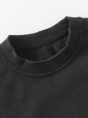 Shredded sleeve layered tee – collar close-up | XoKool