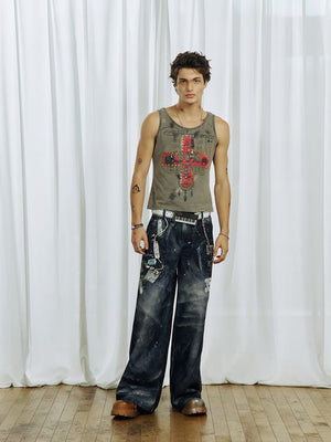 Graphic tank top – on male model, front | XoKool
