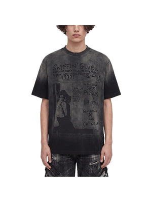 Washed Ombre Punk T-Shirt with Zine Cover Print – On model, front | XoKool