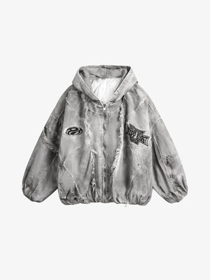 Padded patchwork jacket – Grey, front flat lay | XoKool