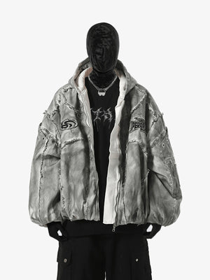 Padded patchwork jacket – on model, grey, front | XoKool