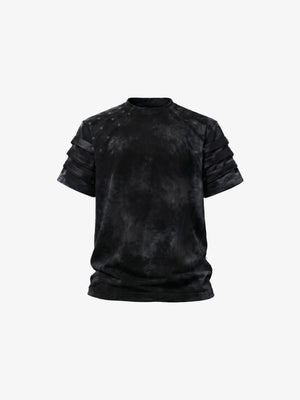 Eyelet strap punk tee – Washed Black, front view | XoKool