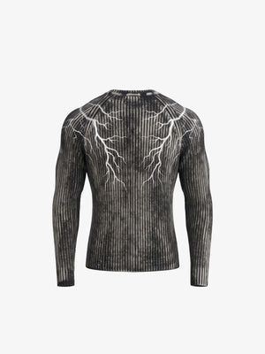 Ribbed lightning sweater – Washed Black, back view | XoKool