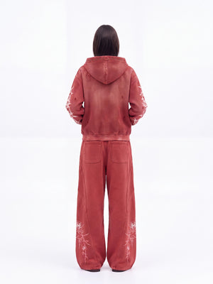 Thorn zip up hoodie – Red, on model, back | XoKool