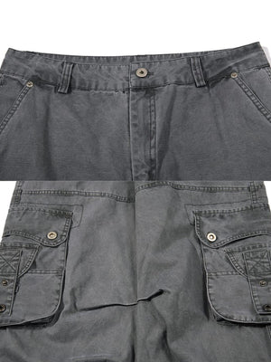 Washed cargo pants – Grey, waist and cargo pocket close-up | XoKool