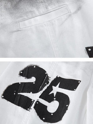 White Ombre Baggy Jeans – Tasche und '25'-Print im Detail | XoKool