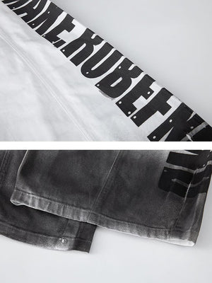 White Ombre Baggy Jeans – Schriftzug an der Seite und Saum im Detail | XoKool