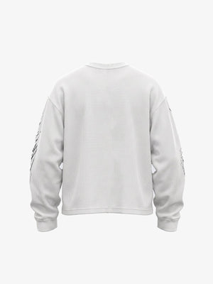 White Thermal Long Sleeve Shirt with Brush Print – back view | XoKool