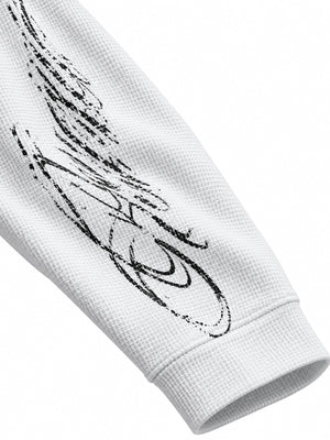 White waffle long sleeve tee – sleeve script and cuff detail | XoKool