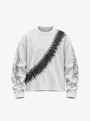 White Thermal Long Sleeve Shirt with Brush Print – White, front view | XoKool