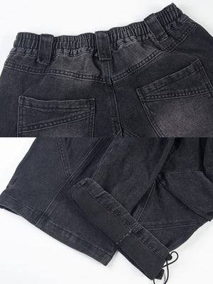 Strap cargo jeans – Black, back waist and hem cord | XoKool