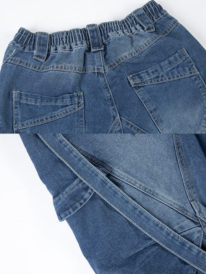 Strap cargo jeans – Blue, back pocket and strap | XoKool