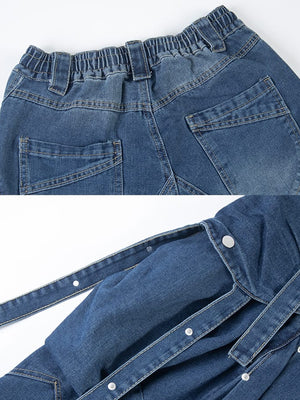 Strap cargo jeans – Blue, back waist and strap | XoKool
