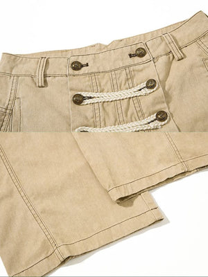 Lace up pants – Khaki, lace and hem close-up | XoKool