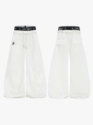 Pantalones paracaidista – blanco, frente y espalda | XoKool