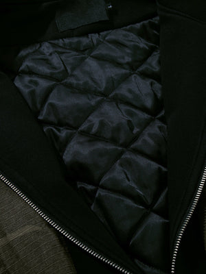 Woodland Camo Hooded Bomber Jacket – Woodland Camo, quilted lining close-up | XoKool