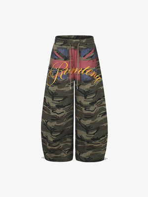 Woodland Camo Jogginghose mit Flaggen-Grafik – Camo, Vorderansicht | XoKool