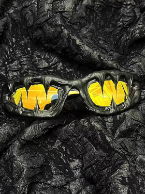 Wraparound-Sonnenbrille – schwarzes Gestell, gelbe Gläser | XoKool