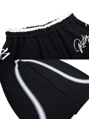 Barrel sweatpants – Black waistband and airbrush line close-up | XoKool