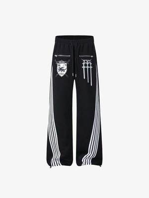 Jogginghose mit Zip-Taschen und Seitenstreifen – Schwarz, Vorderseite flach | XoKool