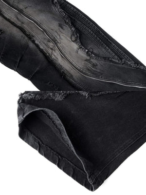 Zipper barrel jeans – Black hem & zipper close-up | XoKool