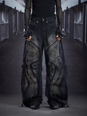Zipper barrel jeans – Black on model, front (corridor) | XoKool