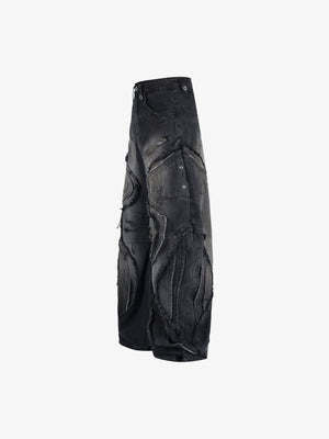 Zipper barrel jeans – Black, side flat | XoKool